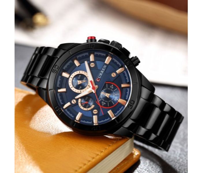 Curren 8275 Analog Business Watch For Men Black and Blue - Zoom Image 2