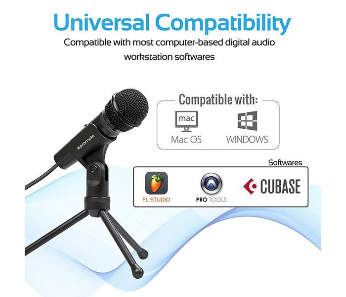 Promate TWEETER-9 Universal Digital Dynamic Vocal Microphone - Black - Zoom Image 3