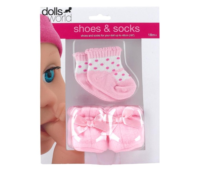 Dolls World 8710 46cm Shoes and Socks Set 2 Pcs White and Pink - Zoom Image 3