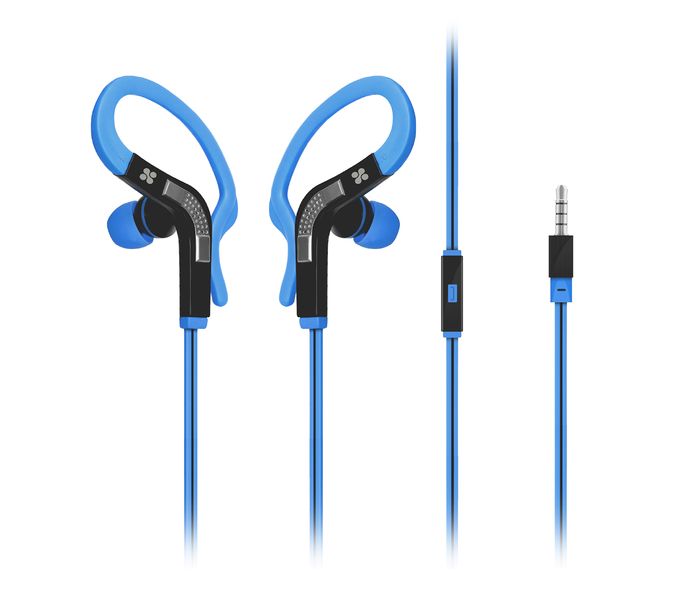 Promate Snazzy Premium In Ear Noise Isolating Sweatproof Earhook Earphone with Copper Cable, Blue - Zoom Image 6