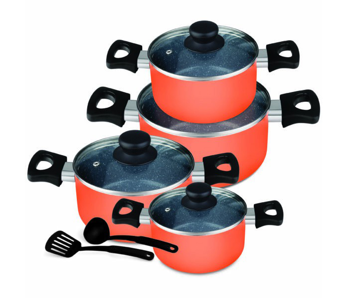 Royalford RF9308 Ceramic Coated Casserole Set - 10 Pieces, Orange - Zoom Image