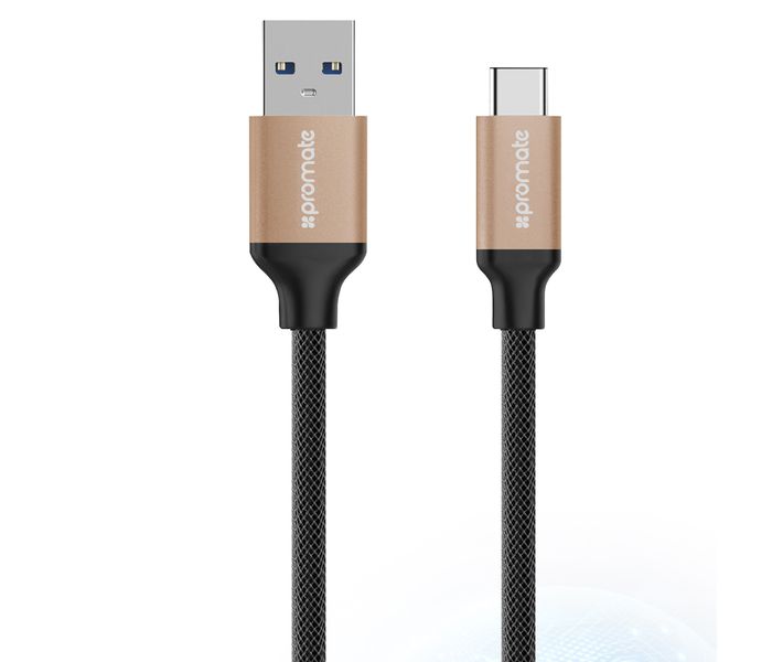 Promate UniLink-CAF USB-C to USB 3.0 Type-A Data and Charging Cable - Gold - Zoom Image 10