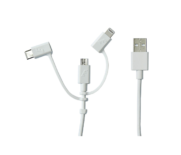 Energizer C11UBX3CFWH4 1.2 Meter 3-in-1 Type C Lightning USB Cable - White - Zoom Image 2