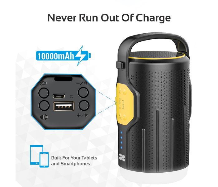 Promate CampMate-2 Portable LED Camp Light with Wireless Speaker & Integrated Power Bank, Yellow - Zoom Image 2