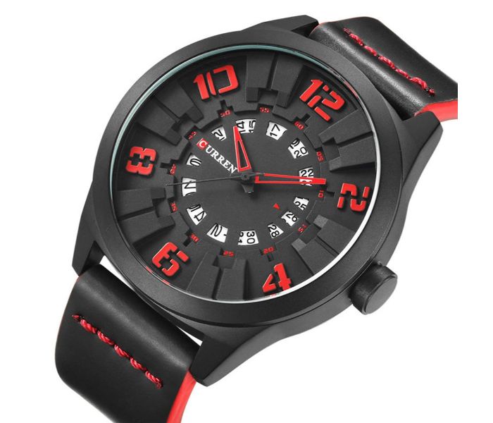 Curren 8258 Casual Quartz Watch For Men Black And Red - Zoom Image 1