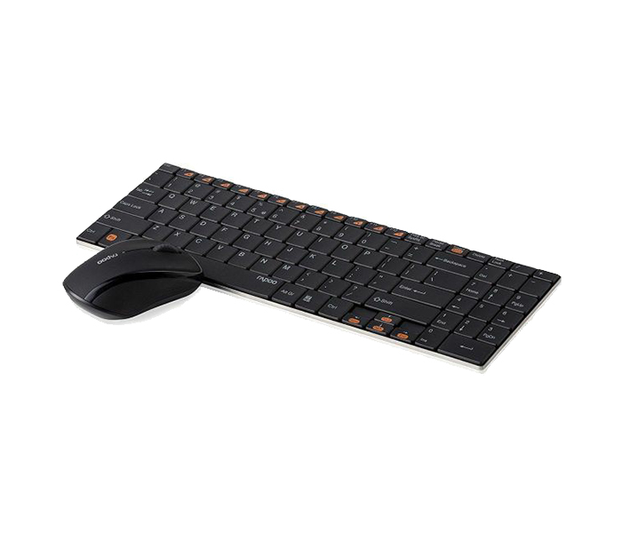 Rapoo 9060 Combo Wireless Ultra-slim Optical Mouse & Keyboard - Arabic, Black 11365 - Zoom Image