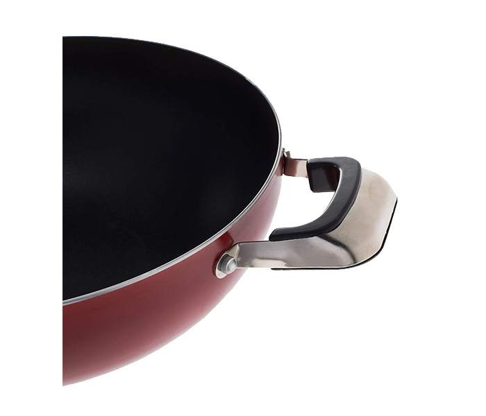 Royalford RF8509 28Cm Non Stick Wok Pan with Glass Lid - Black & Red - Zoom Image 4