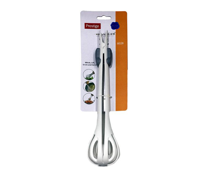 Prestige PR8028 2 in 1 Silicon Wishk Tongs with Lock, White - Zoom Image