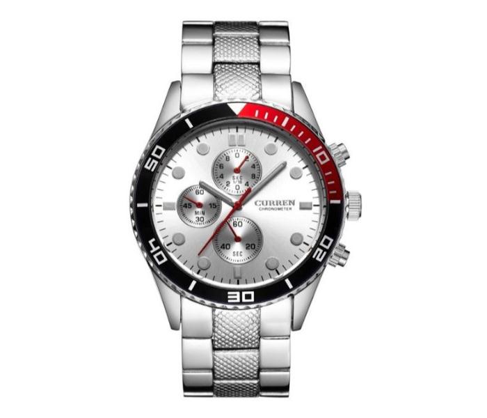 Curren 8028  Stainless Steel Analog Watch Set For Men-White - Zoom Image