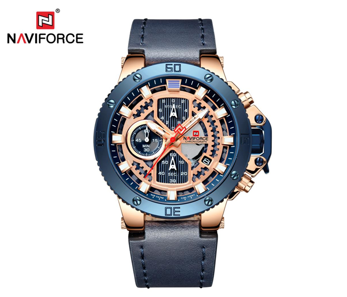 Naviforce 9159 Men Luxury Chronograph Leather Starp Watch - BLUE - Zoom Image 1