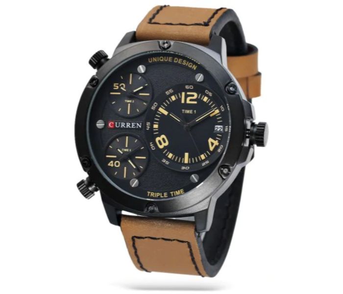 Curren 8262 Casual Quartz Watch For Men Yellow And Black - Zoom Image