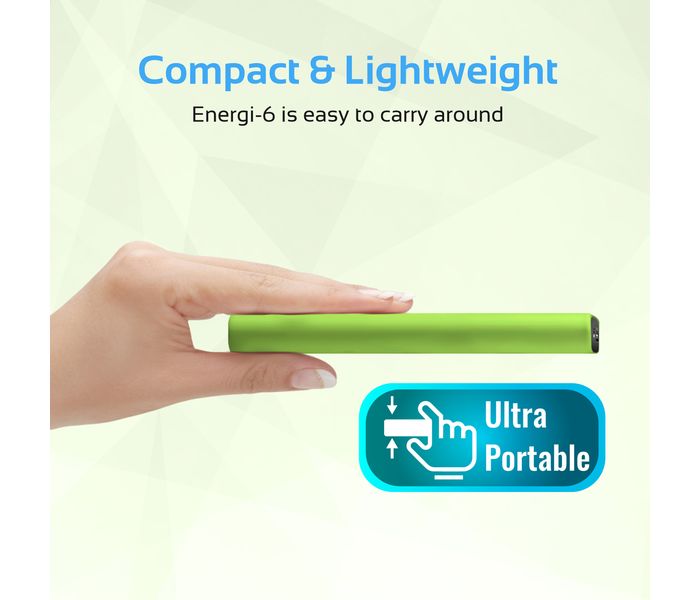 Promate Energi-6 6000 mAh Ultra Compact Portable Power Bank with 2.1A USB Port, Green - Zoom Image 3