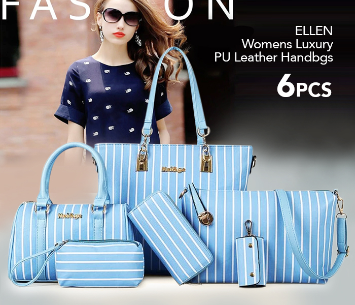 Ellen EL20 6 Pieces Women Luxury PU Leather Handbags - Light Blue  - Zoom Image 1