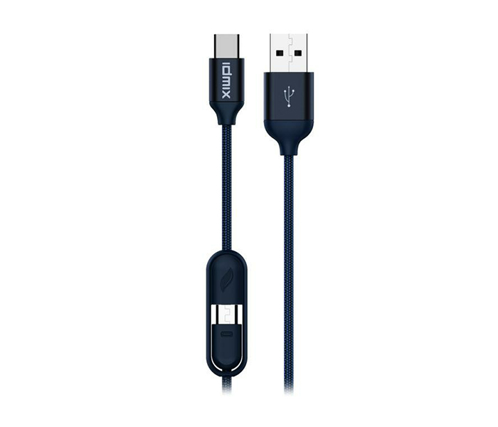 Idmix DL05MC 2-in-1 Micro to Type-C USB Cable - 1.2 Meter, Blue - Zoom Image