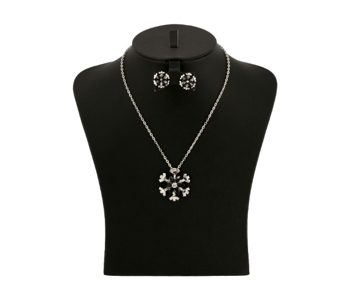 Flower Shape Silver Plated Necklace Set 61172599 - Zoom Image 3