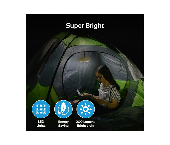 Promate SolarLamp-2 Built-in Power Bank LED Camping Lamp with Solar Panel - Yellow - Zoom Image 1