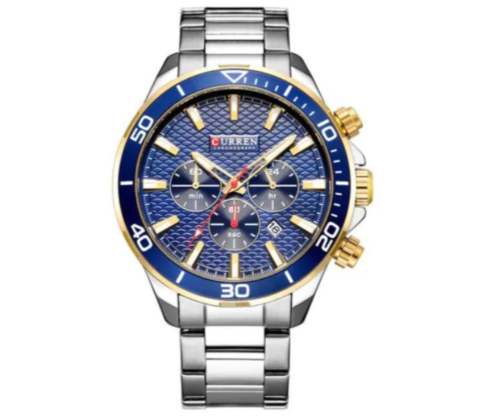 Curren 8309 Luxury Analog Quartz Watch For Men Silver and Blue - Zoom Image 3