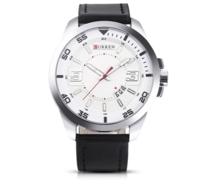 Curren 8213 Casual Date Display Quartz Watch For Men Black and White - Zoom Image 1