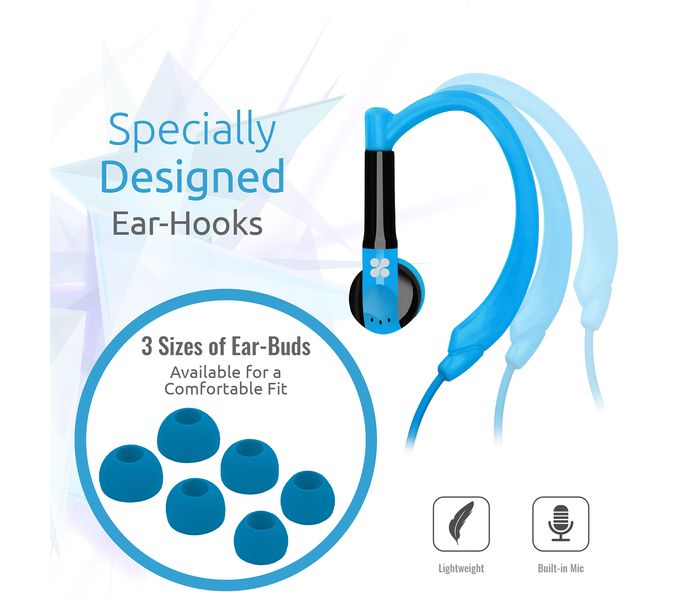 Promate Gaudy Universal Vibrant In Ear Sweatproof Gear Buds Headphones with Noise Cancelling, Blue - Zoom Image 2