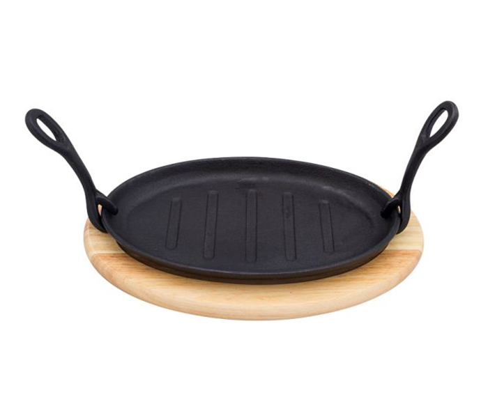 Prestige PR8043 Cast Iron Sizzler Plate with Wooden Base - Black - Zoom Image 5