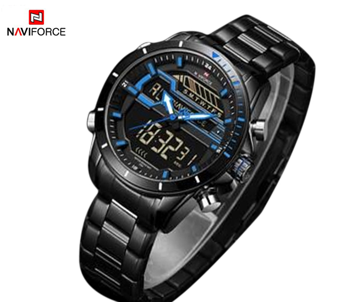 Naviforce 9133 Men Analog-Digital Stainless Steel Starp Watch - Blue - Zoom Image 4