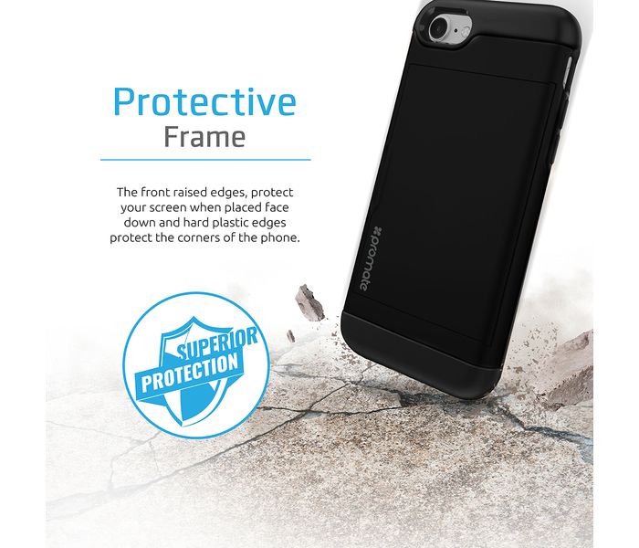 Promate VaultCase-i7 Shockproof Protective iPhone 7 Case with Secure Card Slot, Black - Zoom Image 3