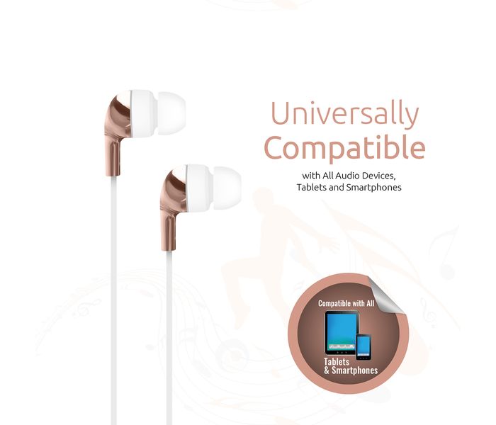 Promate Chrome Metallic Multifunction Stereo Headphones with Microphones, Champagne - Zoom Image 4