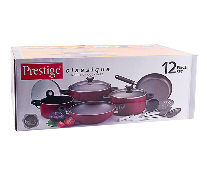 Prestige PR21179 12 Pieces Classique Non-Stick Cookware Set, Red - Zoom Image 1