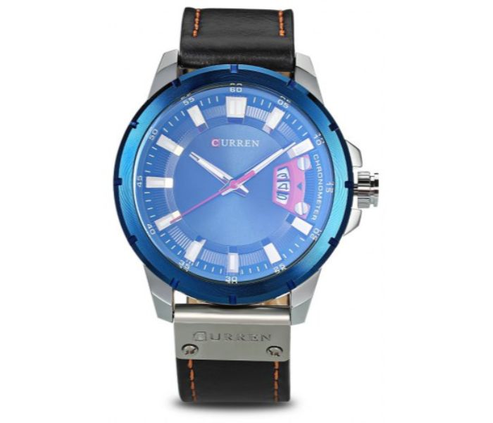 Curren 8284 Analog Quartz Watch For Men Black and Silver - Zoom Image 2