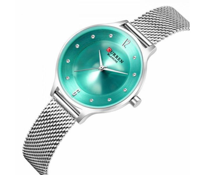 Curren 9036 Analog Quartz Watch For Women Silver and Blue - Zoom Image 1