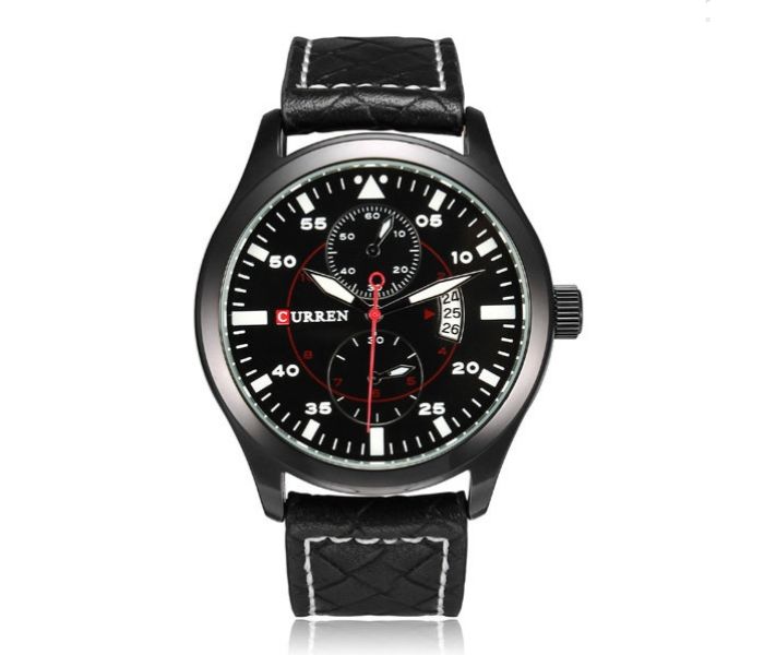 Curren 8151 Leather Strap Analog Watch For Men Black - Zoom Image 4