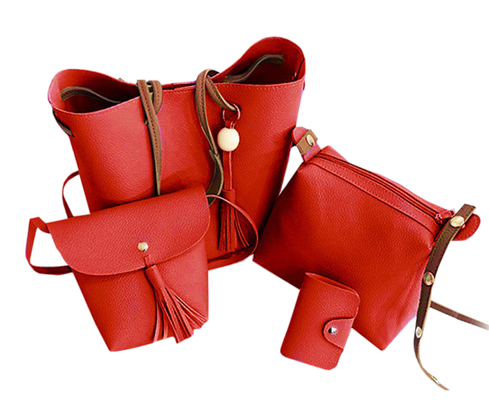 Women Leather Handbags set of 4 Piece 32087 Red - Zoom Image