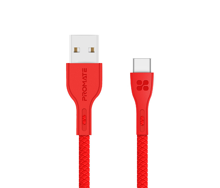 Promate Powerbeam-C USB to USB Type C Fast Charging Cable with Over-Current Protection - 1.2 Metre, Red - Zoom Image 7