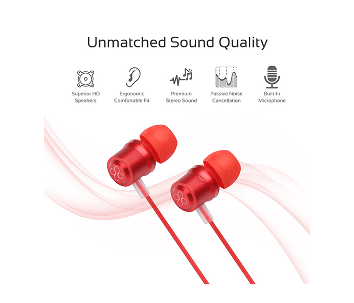 Promate Travi Dynamic In-Ear Stereo Earphones with In-Line Microphone - Red - Zoom Image 2