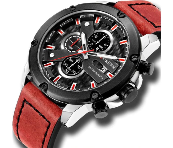 Curren 8308 Fashion Quartz Watch For Men Red and Black - Zoom Image 1