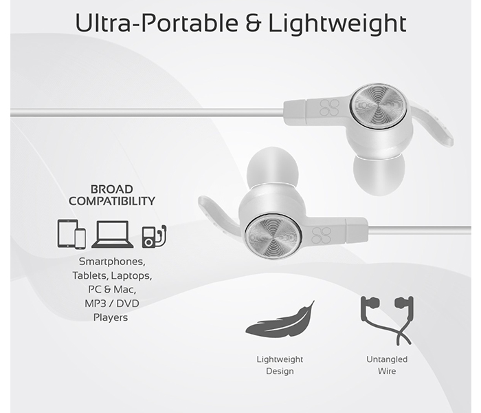 Promate Nirvana Universal Sporty Stereo Earphones with Inline Mic - White - Zoom Image 3