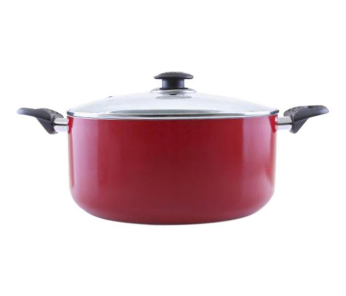 Royalford RF6440 24 cm Non Stick Aluminium Elegant Casserole with Glass Lid - Red - Zoom Image