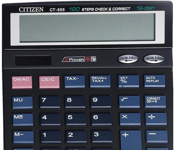 Citizen CTZ CT 555 12 Digit Basic Calculator Black - Zoom Image 2