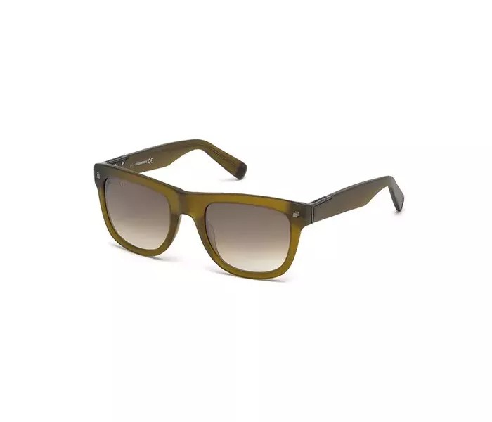 Dsquared2 MAT DQ0211 46P Square Shiny Clear Brown Frame & Green Brown Gradient Mirrored Sunglasses for Unisex - Zoom Image 3