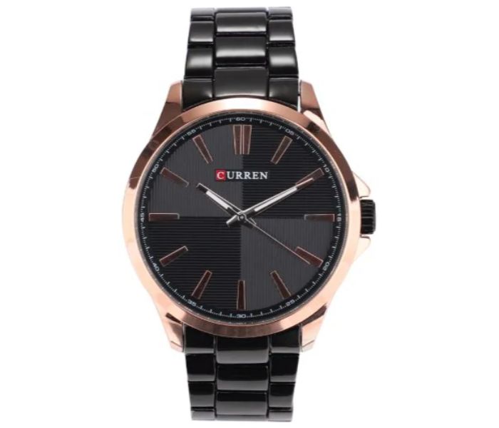 Curren 8322 Waterproof Quartz Watch For Men Black And Rose Gold - Zoom Image