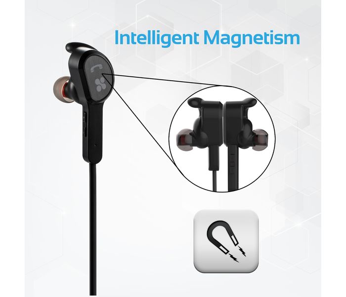 Promate Vitally-2 Lightweight Magnetic Wireless Earbuds Sports Bluetooth Headphones, Black - Zoom Image 2