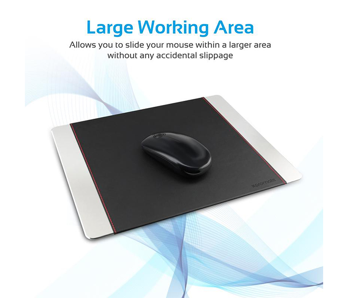 Promate METAPAD-PRO Leather Wrapped Anodized Aluminum Mouse Pad - Silver - Zoom Image 3