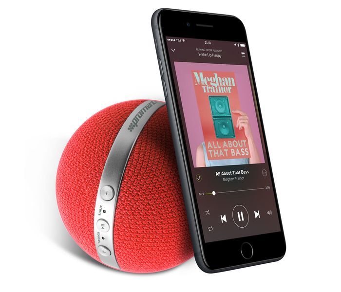 Promate Orbit Portable 3D Stereo Sound Bluetooth Speaker - Red - Zoom Image 2