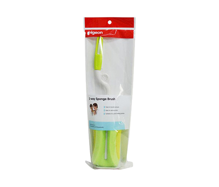 Pigeon N11069693A 2-Way Bottle Cleaning Sponge Brush - Green & Yellow - Zoom Image 1