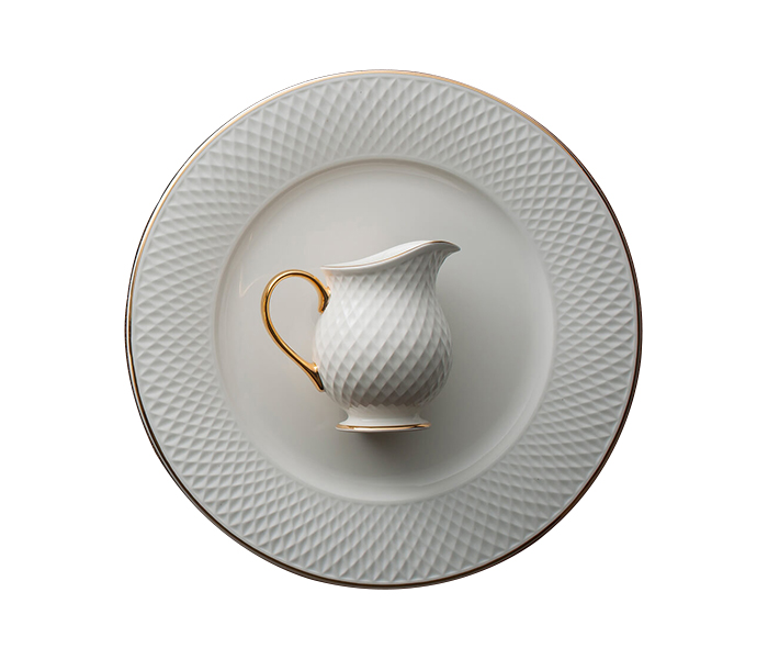 Qualitier QA-IP-3304 27 CM Golder Border Round Dinner Plate - White - Zoom Image 1