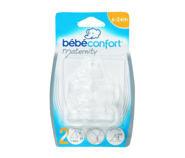 Bebe Confort 3102201100 Silicone Maternity Wide-Base Teats - Size 2, 2 Pieces - Zoom Image 2