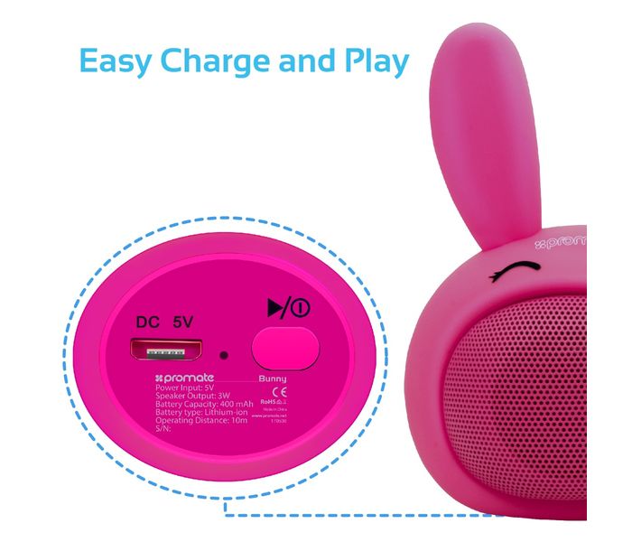 Promate Bunny Mini High Definition Wireless Bunny Speaker - Pink - Zoom Image 4