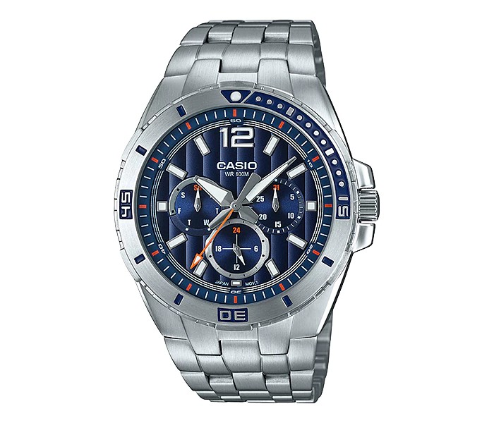 Casio MTD-1060D-2AVDF Mens Analog Watch Silver and Blue - Zoom Image