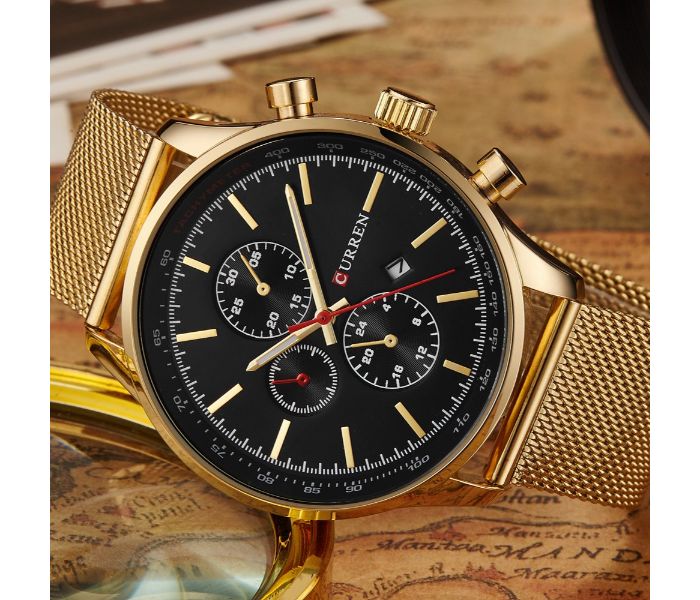 Curren 8227 Business Decorative Sub Dial Quartz Watch For Men Gold and Black - Zoom Image 2