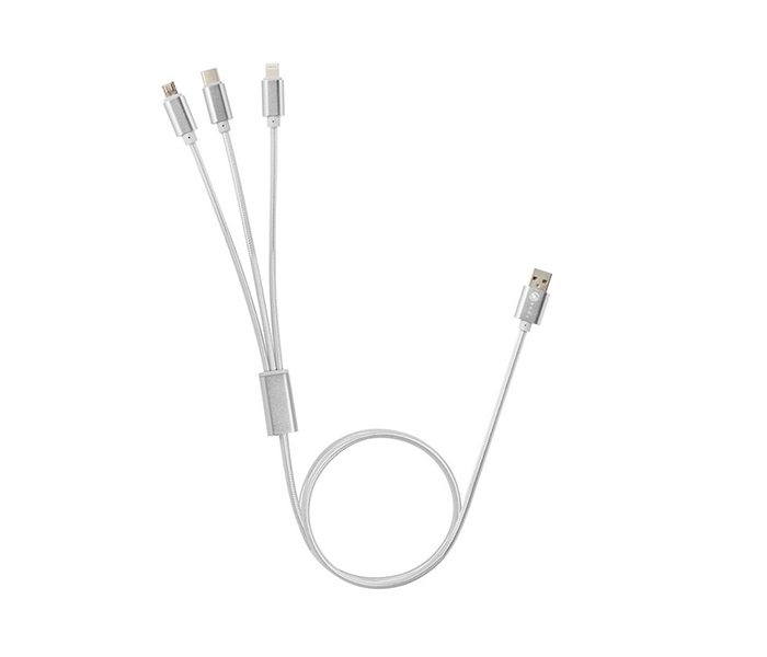 iends IN-CA399 3-in-1 Lightning Type C Micro USB to USB Charging Cable - Silver - Zoom Image 1